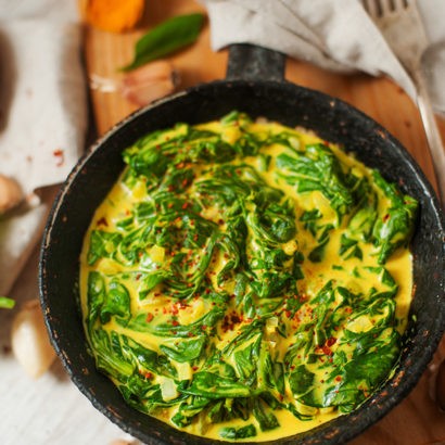 Keto Creamy Curried Spinach